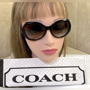 New Coach HC8177 L1588 524413 Dark Tortoise/Black Oversized Sunglasses